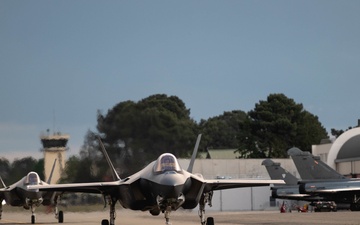U.S. Air Force F-35 fighter aircraft arrive at Mont-de-Marsan Air Force Base, France