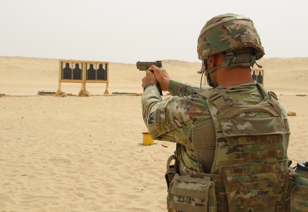 A Task Force Spartan Soldier participates in TF Spartan 2nd Annual Small Arms Marksmanship Competition