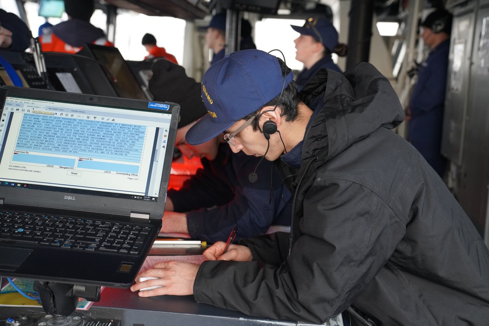 Coast Guard Cutter Stratton transits into Dutch Harbor, Alaska