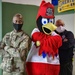 Fredbird visits the St. Louis Community Vaccination Center