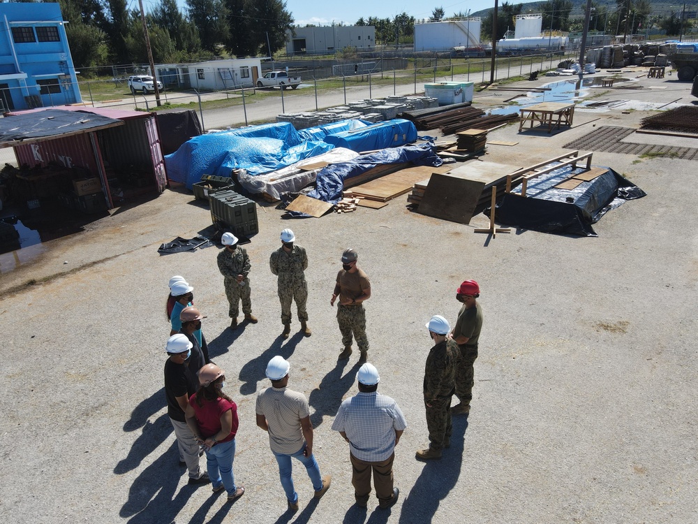 Builder 2nd Class Peyton Dyer Briefs Visiting VIPs