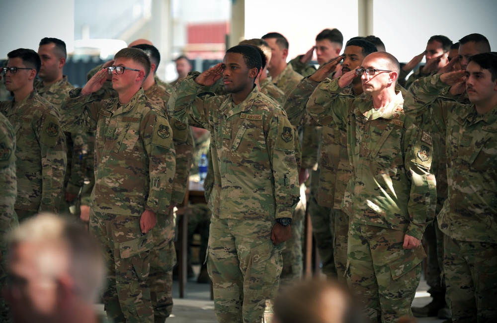 380th Expeditionary Civil Engineer Squadron change of command ceremony