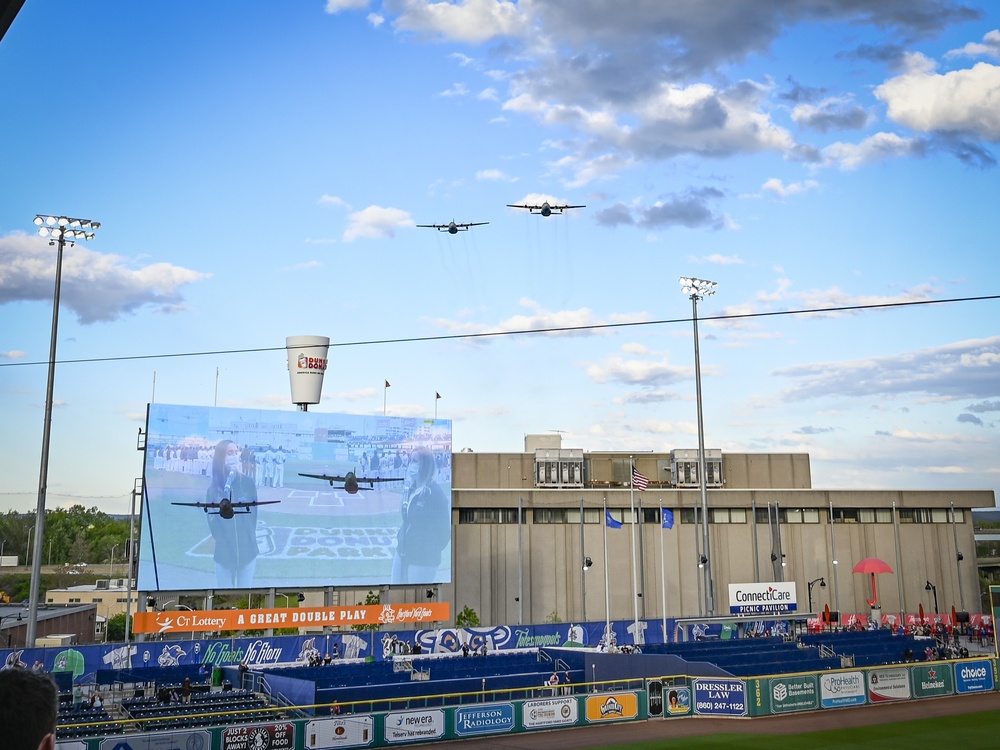 103rd conducts flyover at 2021 Hartford Yard Goats home opener