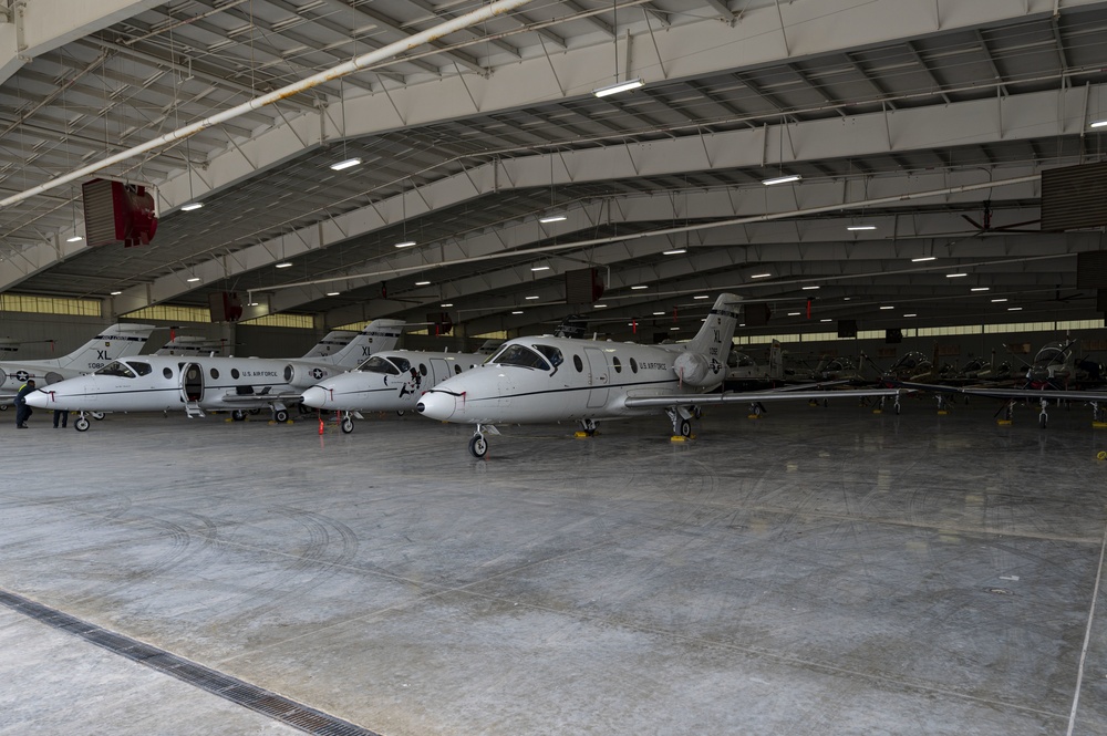Laughlin shelters aircraft before storm