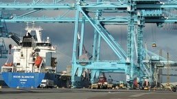Vessel loading operations underway in Flordia in support of Exercise African Lion