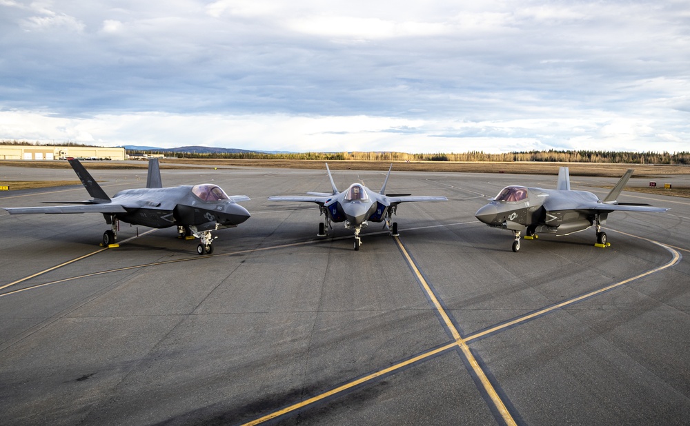 Air Force, Marine Corps, and Navy F-35s support Northen Edge 21