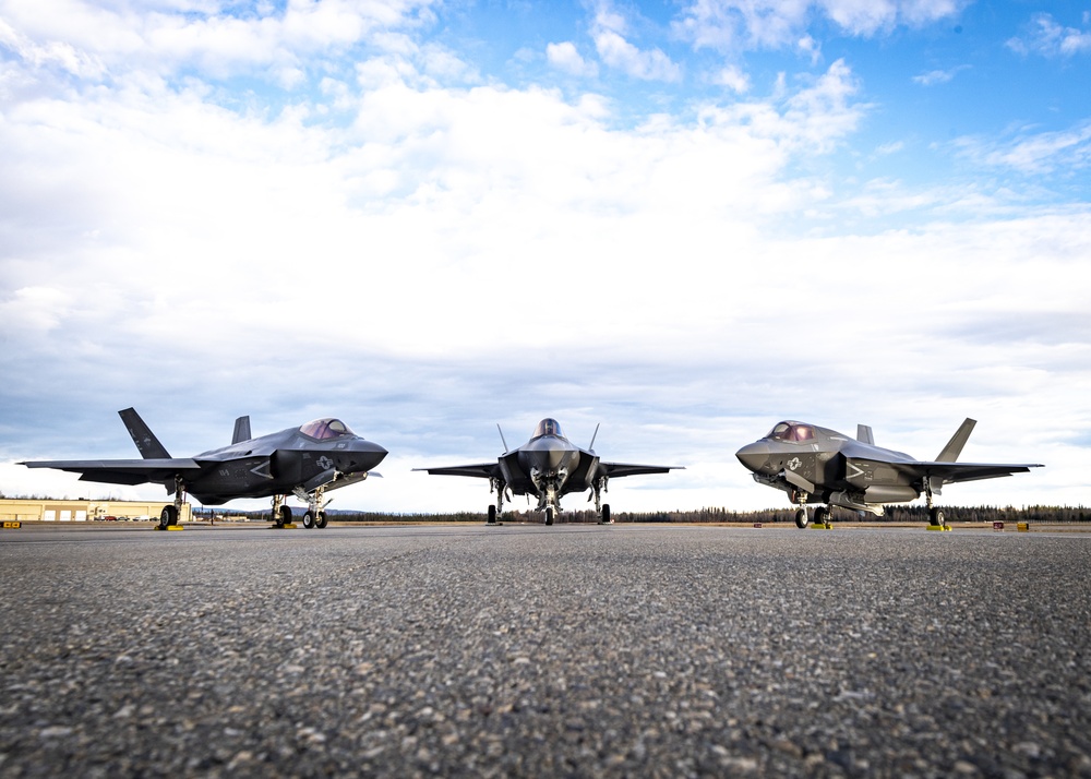 Air Force, Marine Corps, and Navy F-35s support Northen Edge 21