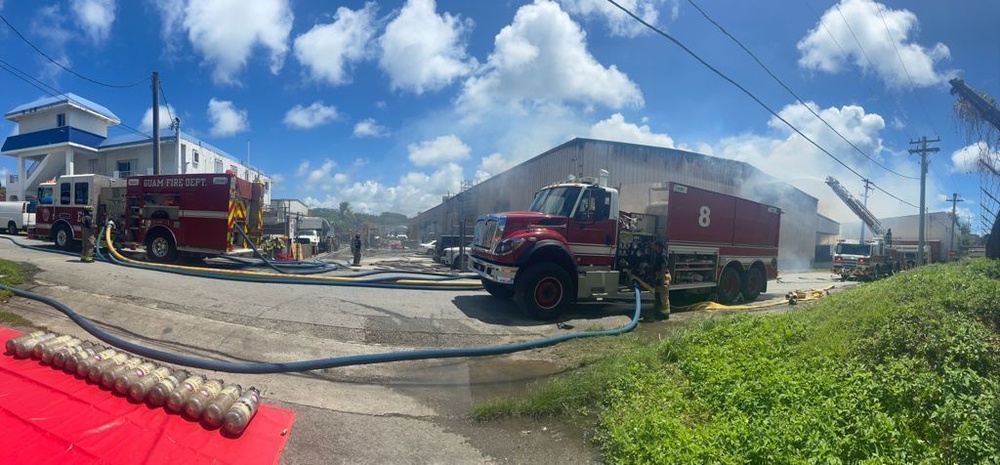 Andersen Firefighters Assist in Guam Warehouse Fire