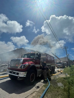 Andersen Firefighters Assist in Guam Warehouse Fire