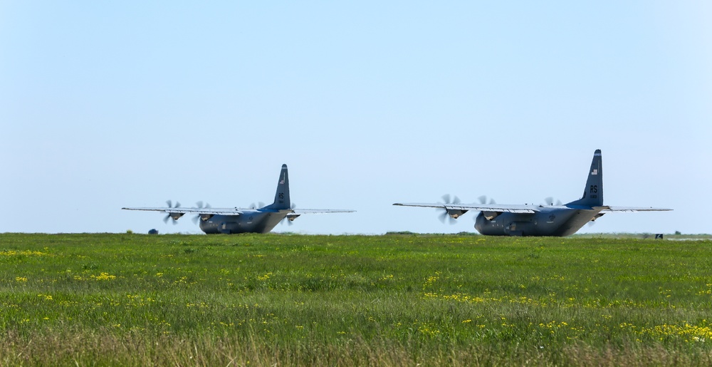 C-130s preparing for takeoff during Swift Response 21