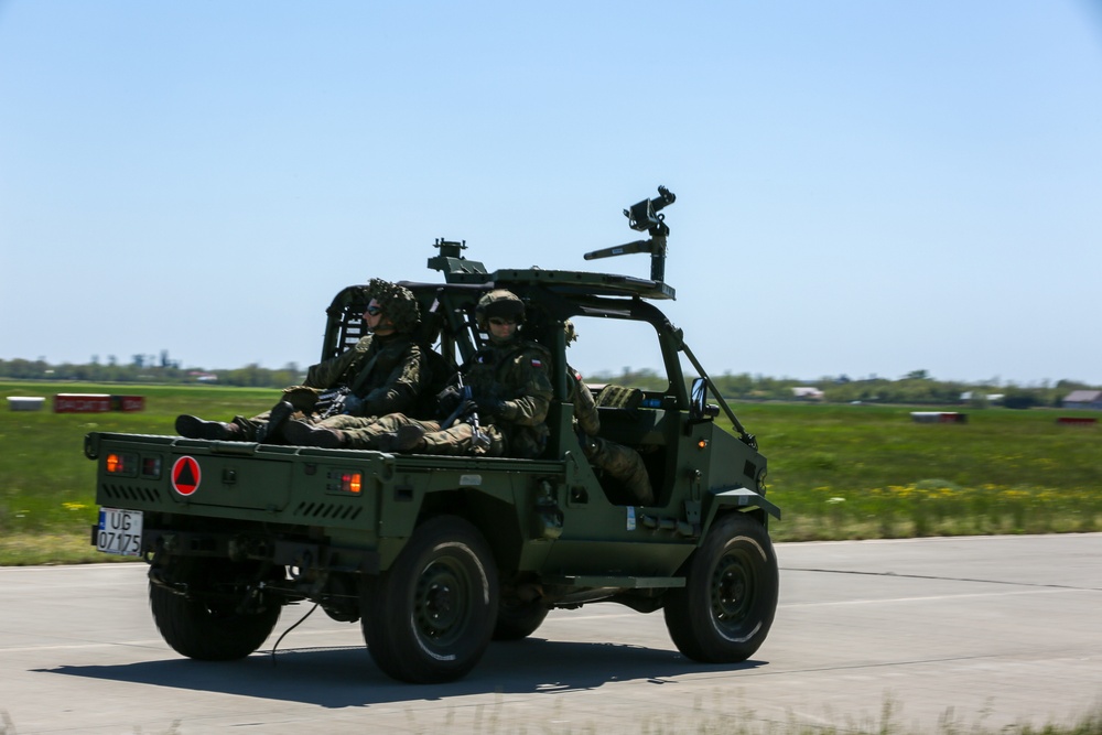 Polish maneuver down the runway during Swift Response 21