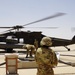 Task Force Phoenix MEDEVAC helicopters fuel up during MEDEVAC mission