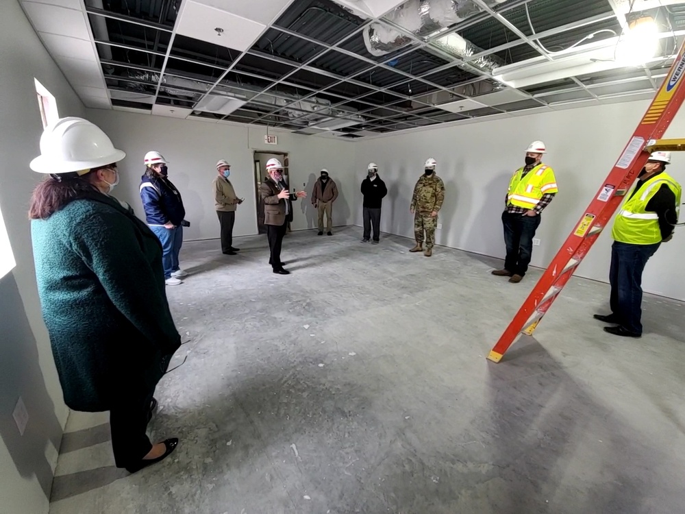 Leaders review barracks construction at Fort McCoy