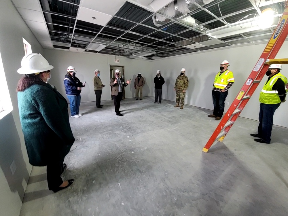 Leaders review barracks construction at Fort McCoy