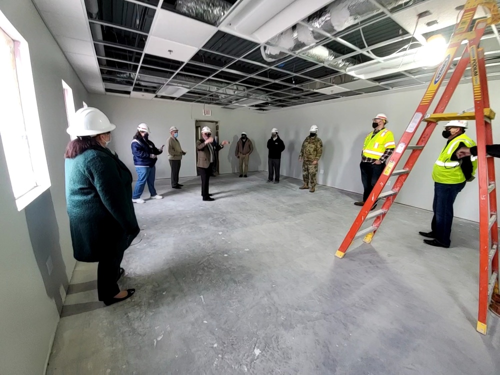 Leaders review barracks construction at Fort McCoy