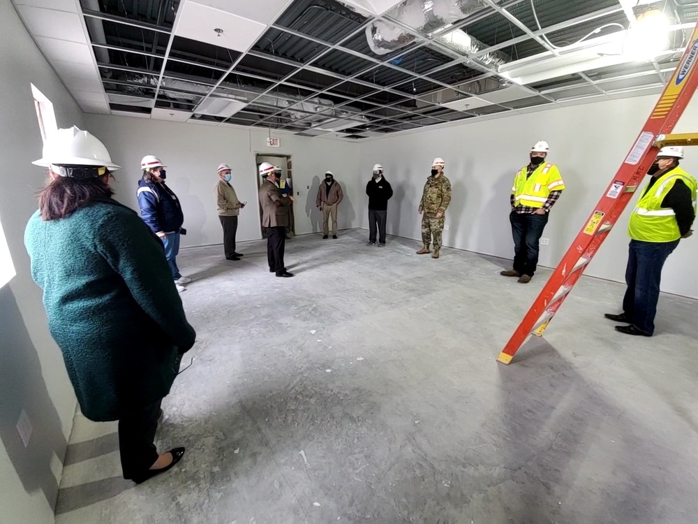 Leaders review barracks construction at Fort McCoy