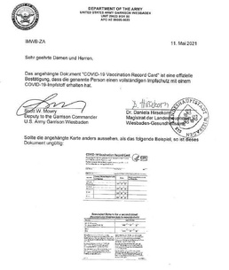 Confirmation letter to help prove complete vaccination off-post