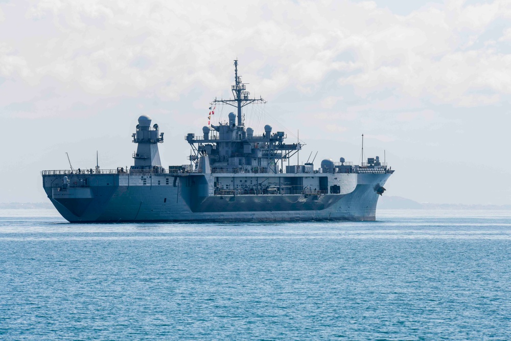 USS Mt. Whitney Departs Gaeta