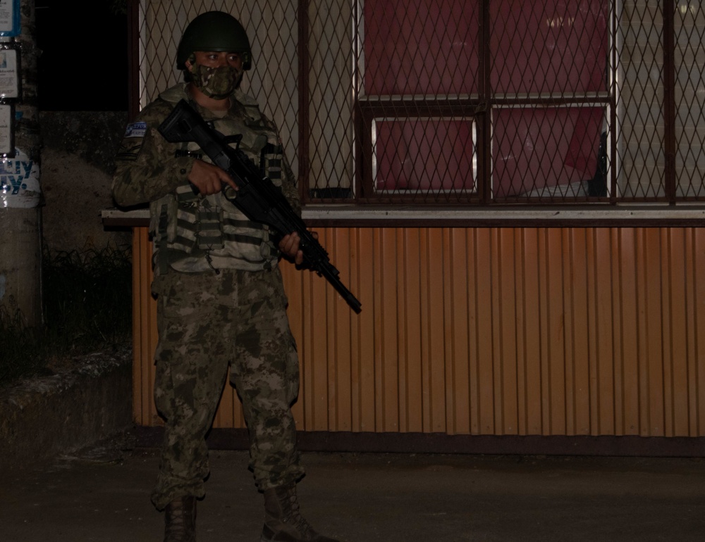 Turkish KFOR Soldiers conduct town patrol