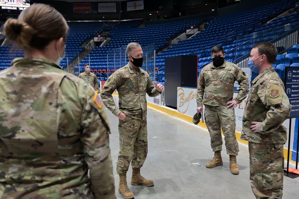 Maj. Gen. Neely Visits Service Members Working Vaccination Sites