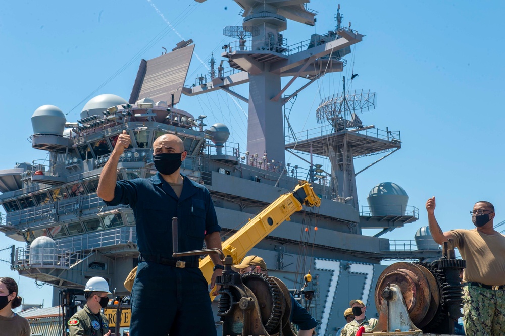 Sailors Conduct Catapult Maintenance