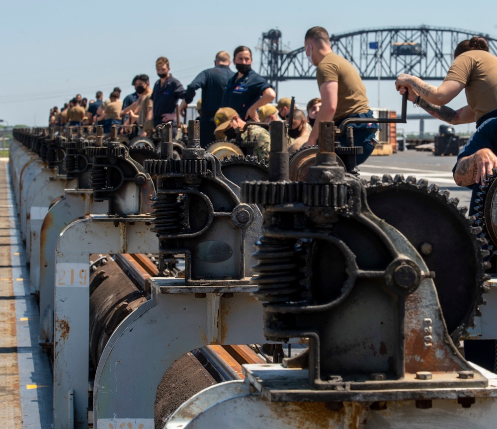 Sailors Conduct Catapult Maintenance