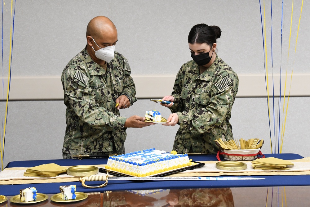 Cake is served for Navy Nurse Corps Birthday at Branch Health Clinic Makalapa
