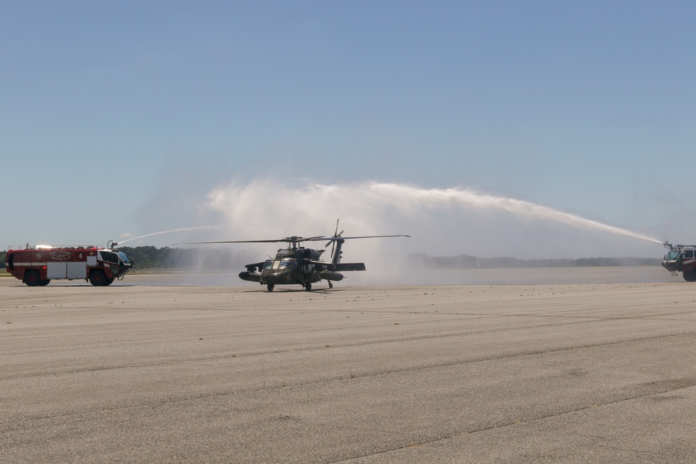 Col. Michael McFadden completes final flight at Hunter Army Airfield, Georgia.