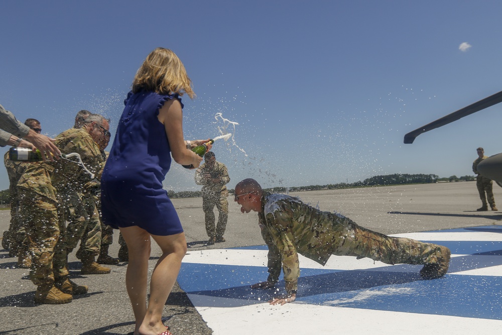 Col. Michael McFadden completes final flight at Hunter Army Airfield, Georgia.