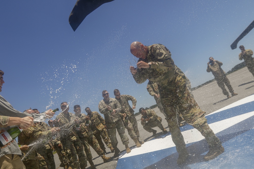 Col. Michael McFadden completes final flight at Hunter Army Airfield, Georgia.