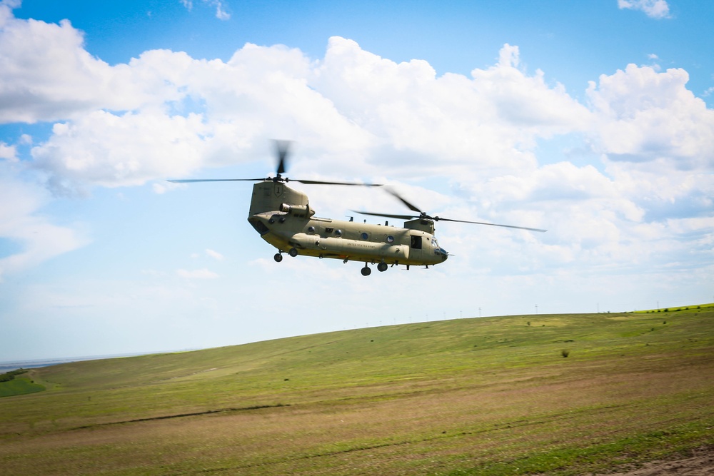 CH-47 Chinook Flies Over Babadag Training Area