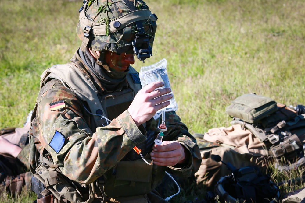 German Soldier Administers Casualty Care
