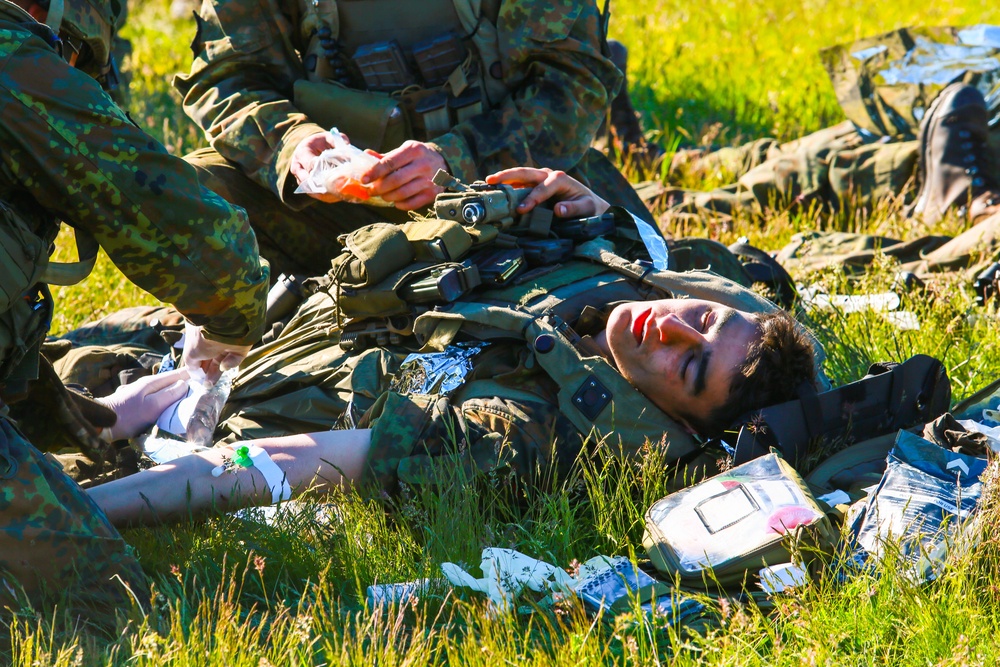 A German Soldier Acts As A Simulated Casualty