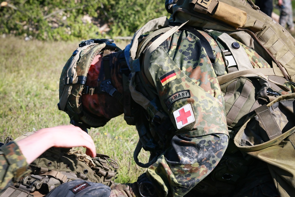 A German Soldier Provides Casualty Care