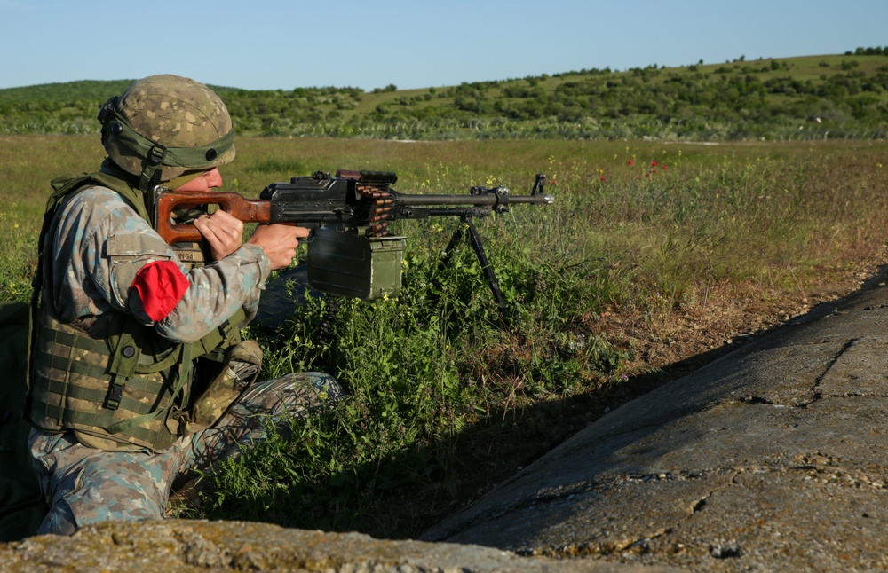 Soldier engages targets