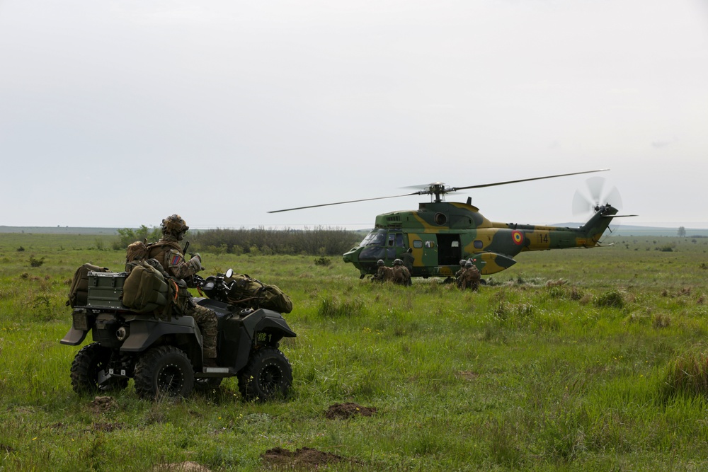 Soldiers prepare to load into a Puma Helicopter