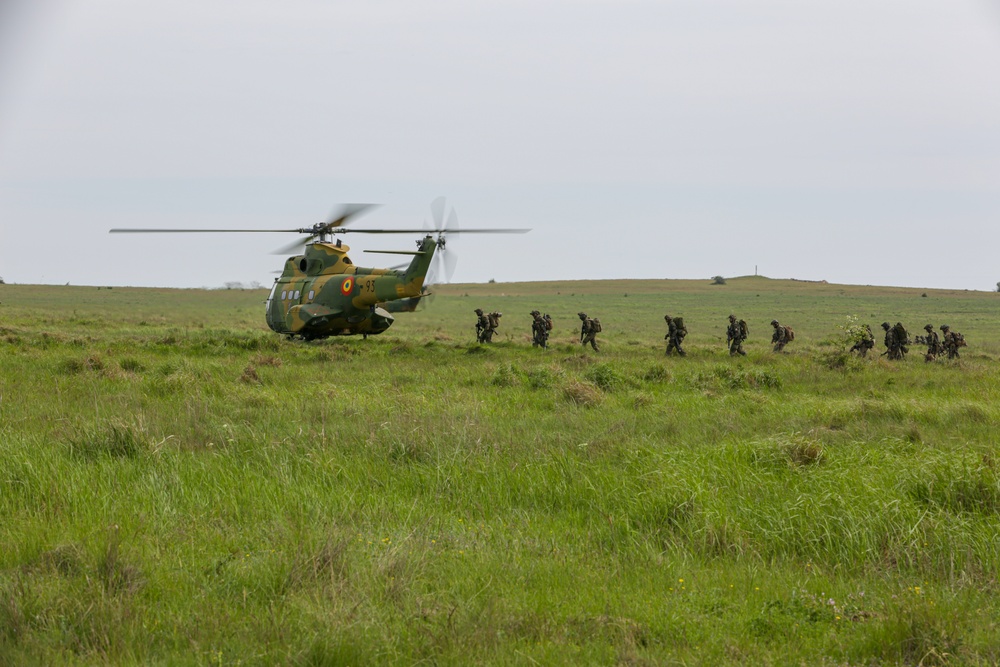 Soldiers prepare to load into a Puma Helicopter