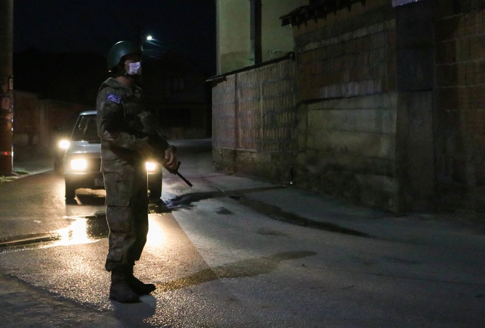 Turkish KFOR Soldiers conduct patrol with Kosovo Police
