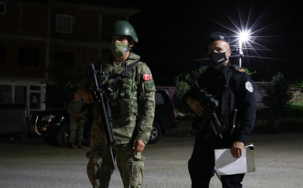 Turkish KFOR Soldiers conduct patrol with Kosovo Police