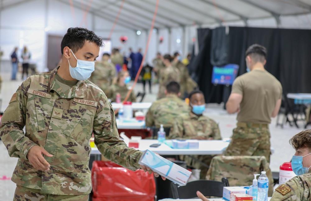 U.S. Air Force logistical planners continue supporting vaccination efforts at the Greenbelt CVC