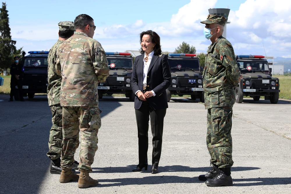 U.S. Ambassador Yuri Kim welcomes 53rd Infantry Brigade Combat Team to Tirana, Albania