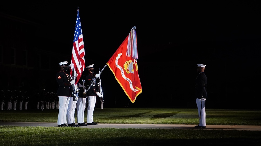 Marine Barracks Host NASA Marines for Friday Evening Parade