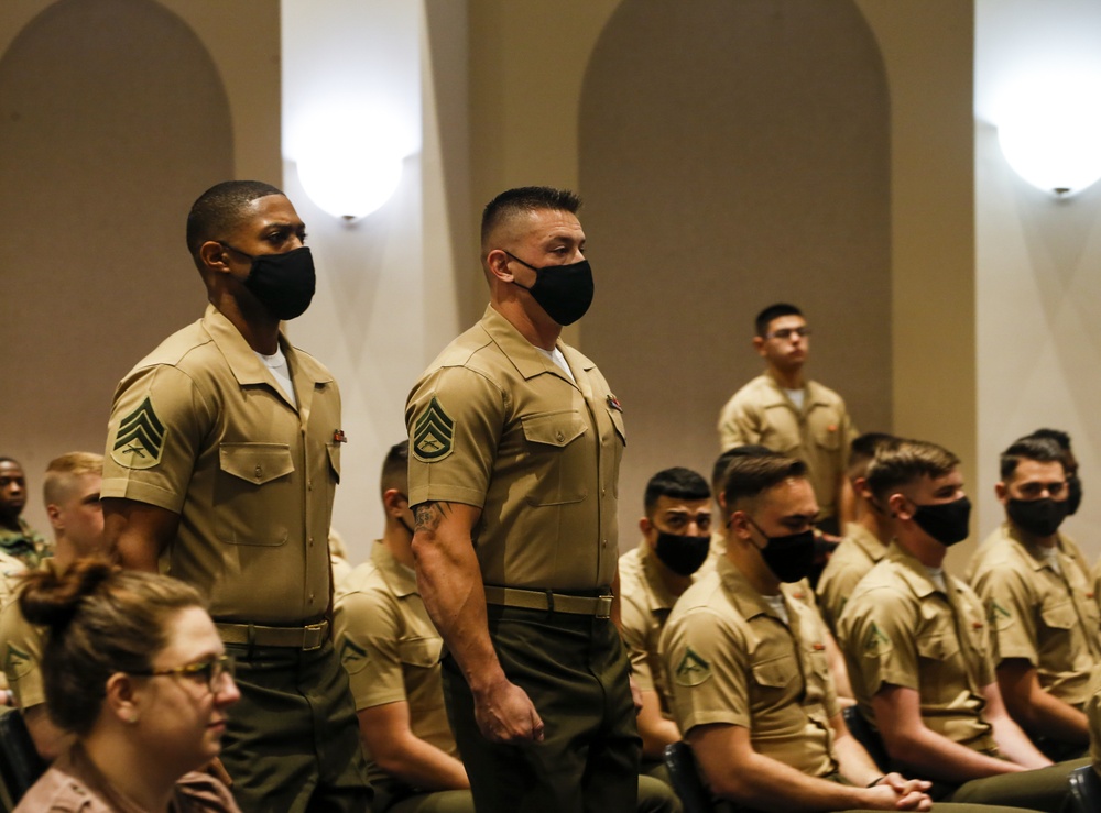 Barracks Marines Conduct Color Sergeant of the Marine Corps Post and Relief