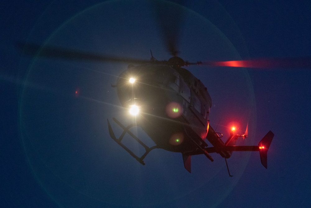 1-376th Aviation Lands a Lakota Helicopter at Local Hospital