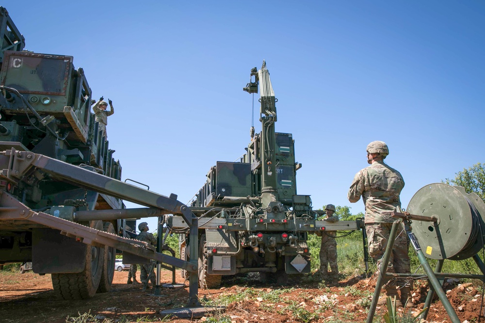 Air Defense Artillery Soldiers move missiles in Croatia