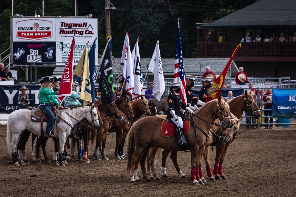 USMC Mounted Color Guard at the Redding Rodeo