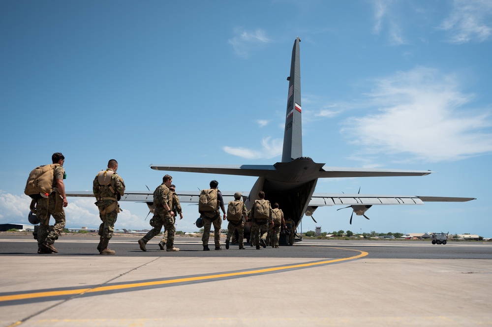 U.S. Air Force Pararescue Airmen and U.S. Navy Explosive Ordnance Disposal members Jump in East Africa