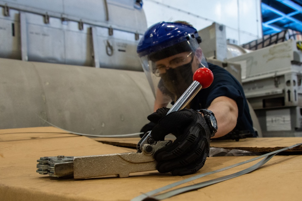 USS Carl Vinson (CVN 70) Sailors Manage Hazardous Materials