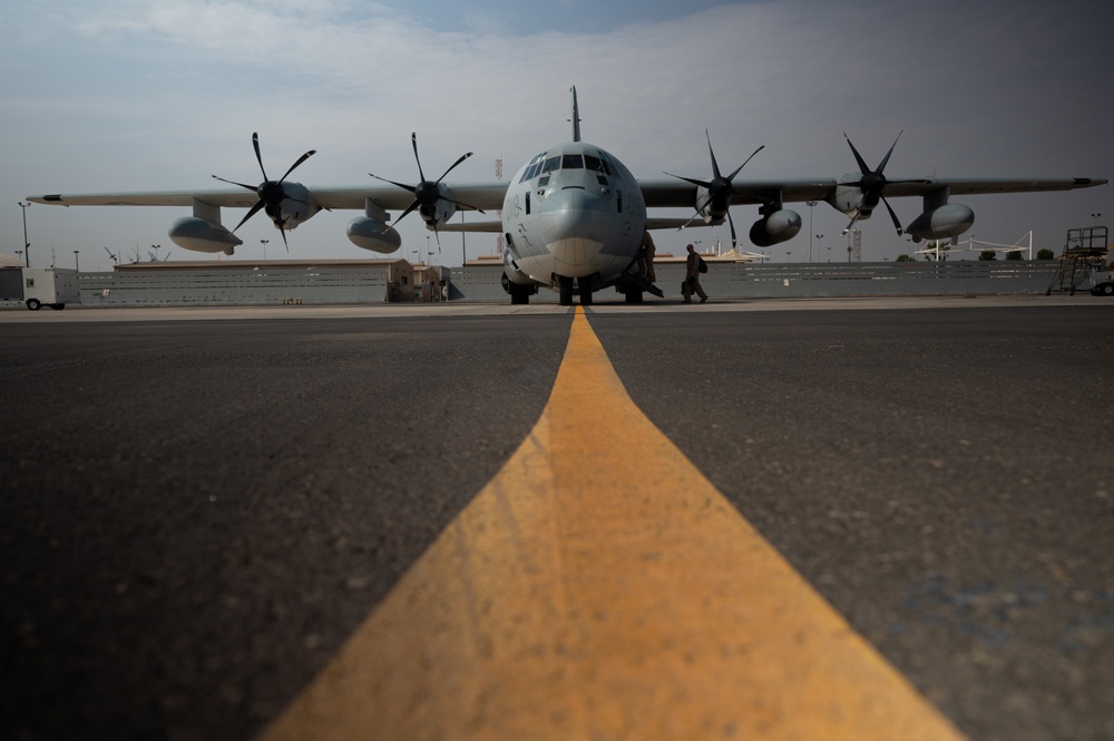 U.S. Marine Corps VMGR-234 Executes Low-Level Proficiency Flight