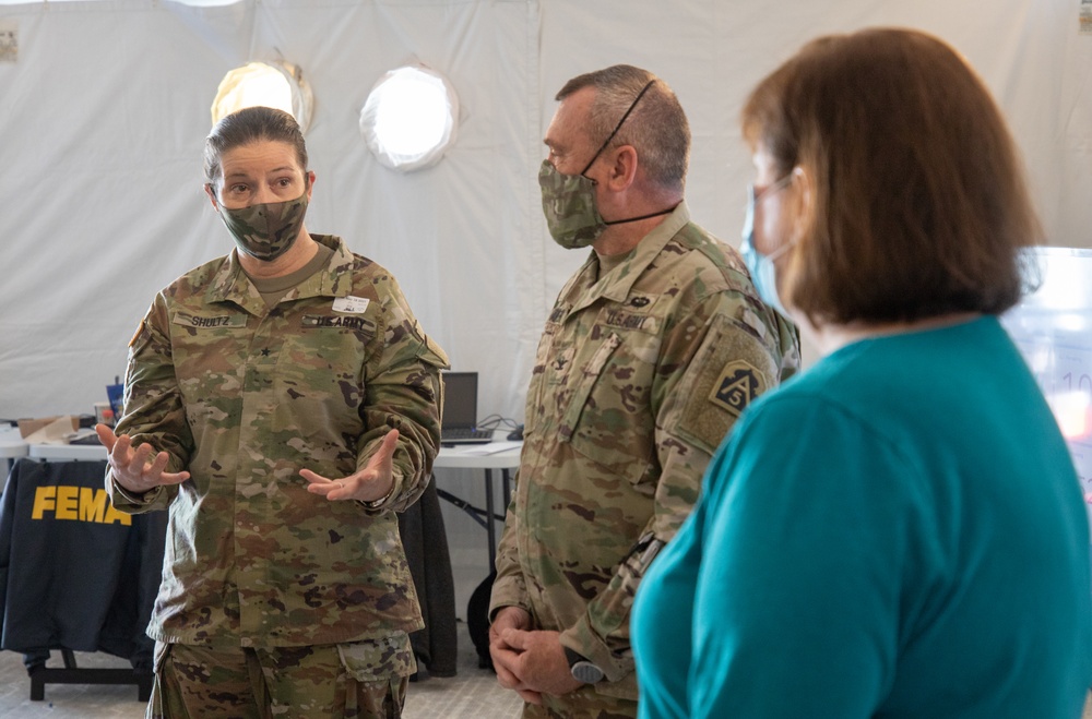 Brig. Gen. Shultz visits the Greenbelt Metro CVC as they continue to vaccinate thousands a day